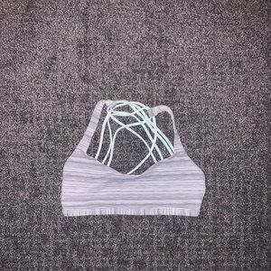 lululemon sports bra, thin cross back, teal and gray/ size 4